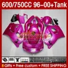 Glossy Rose Fairings Tank för Suzuki Srad GSXR 600 750 CC 600cc 750cc 96-00 Body 156no.56 GSXR750 GSXR-600 GSXR600 96 97 98 99 00 GSX-R750 1996 1997 1998 1999 2000 FAIRING