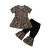 Ensembles de vêtements tout-petits nés bébé fille vêtements en coton robe léopard pantalon à jambe large tenue ensemble printemps automne