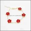 Cadeia de link Trendy Vintage Charm Clover Bracelet Colorf Ladies 5 Plum Bossom Flowers Bangles Jewelry for Women Drop Drop 2021 B7550669