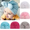 Hattar solid f￤rg baby turban hatt elastisk knuten tjej pojke motorhuv f￶r f￶dd sp￤dbarn mjuk bomull barn beanie tillbeh￶r 0-1y