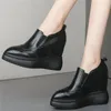 Dress Shoes 2022 Height Increasing Creepers Women Genuine Leather High Heel Fashion Sneakers Female Pointed Toe Platform Pumps Casual