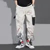 Herenbroek streetwear mannen joggers joggingbroeken print zwarte witte vrachtbroek techwear harem broek enkel lengte broek sport casual running 220922