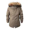 Mens Down Parkas Mantors Winter Coat Thicken huva päls i pälsen Casual Jacket Löstagbar hatt fleece varm manlig vindtät ytterkläder 220923