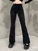 Women's Pants Capris InsGoth Retro Gothic Print Black Goth Harajuku High Waist Flared Aesthetic Punk Women Trousers 220922