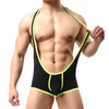 Ciało męskie kształtuje seksowne podkreślenie mężczyzn Mężczyzny Bielica oddychające Jumpsuits Wrestling Selpsure Singlet Mankini Bodysuit