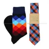 Bow Ties Pineapple Waves Cartoon Plaid Necktie Cotton Socks Sets Party Daily Casual Men Funny Design Blue Suit Tie Gift Cravat Accessory