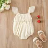 Rompers Toddler Girls Plestuitits تناسب الطفل اللون الصلب طيران الأكمام