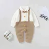 Rompers Baby Boys Girls Autumn Winter Rompers Toddler Newborn Baby Cotton Sticked Long Sleeve Button Jumpsuits Clothing J220922