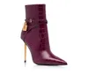 Boot winter dames enkellaarsjes TF Pumps Hangslot suède enkellaarsjes puntige neus gouden hakken korte laars luxe designer jurk trouwschoenen