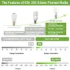 2022 NOWOŚĆ DIMMABLE VINTAGE LED CEŁBY EDISON 60 W EKVIVIVIVALENT E26 NASYSUNKOWNIKA Wymiana światła 800LM 2700K ST58 Antique Filament Lights Wymienione ETL