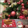 Mats Pads Rectangar 12Pcs Excellent Red Christmas Elk Placemat Style Cup Mat Heat-Resistant For Family Gathering Drop Delivery 2021 Dhovm