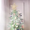 Adornos navideños para árbol, cinco estrellas huecas puntiagudas en polvo, copo de nieve 3D, colgante en la copa del árbol, decoración del hogar para fiesta