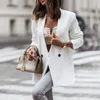 Trajes De Mujer Otoño Invierno Temperamento Lana Chaquetas De Mujer Moda Color Sólido Solapa Manga Larga Traje Suelto Blazer Elegante Con Un Botón