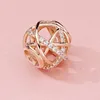 Rose Gold Sparkling Lines Openwork Charm European P￤rlor med originalbox f￶r Pandora Bangle Snake Chain Armband Making Sterling Silver Charms Accessories