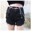 Celra Mulheres Punk Chain Belt ajustável Couro preto fivela de fivela de metal cintura de dança de rua decorativa Centro da cintura