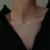 Choker 2022 Sparkling Enkelt silvigt kort halsband för kvinnamodsmycken Girls Luxurious Sexy Clavicle Chain