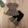 Clothing Sets Toddlers Born Baby Girl Cotton Clothes Leopard Dress Wide Leg Pants Outfit Set Spring Autumn