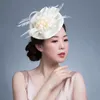 Bérets femmes Chic fascinateur chapeau Cocktail fête de mariage église casque kentucky chapeaux plume cheveux accessoires Sinamay Fascin248B