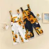 Rompers Summer Children Baby Girls Jumpsuits Pants 16y Sunflower Printed ärmlös Jarretl Övergripande elastiska playsuits J220922