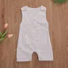 Rompers groothandel baby zomer romper peuter pasgeboren babymeisjes jongens katoen linnen mouwloze streepzak romper jumpsuits kleding J220922