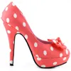 Ladies Kleid 226 LF30406-2 Schuhe niedliche Bogen Satin Polka Dot Party/Club Plattform High Heels Pumps Court 5