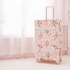 Bavullar Vintage Seyahat Bavul Kadın Seti Çanta Yatılı Arabası Bagaj Evrensel Tekerlek Taze Çiçek Moda Çanta 20/22/24/26 Inç