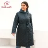 Kadınlar Plus Boyutu Dış Giyim Paltoları Hailuozi Bahar Ceketleri Uzun Kadın Ceket Sıcak Parkas Moda Kemer Tasarımı Kapşonlu Kapitone Out Giyim 7081 220922