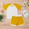 Roupas Conjuntos 2022 Moda Baby Girls Fidros Set Setting Unisex Round Collar Cola Short Sleeve Pull-Palnts para Summer outono 0-3 anos