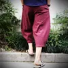 Pantaloni da uomo in cotone e lino larghi con gamba larga e cavallo appeso Pantaloni con incrocio al polpaccio hip-hop Bloomers 220922