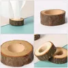 Juldekorationer Holderwooden Candlestick Wood Servett Pillar Wedding Table Party Accent Stand Votive Tealight Holders Rings Rings