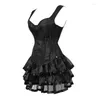 Bustiers Corsets Gothique Sexy Corset Robe Fermeture Éclair Côté Bretelles Bustier Top Jupes Pour Femmes Fête Vintage Burlesque Costumes S-6XL