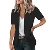 Costumes pour femmes couleur unie Type ample femmes Blazer tempérament respirant Cardigan manches courtes bouton unique costume formel manteau