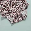 Kläderuppsättningar Småbarn Spädbarn 3st Baby Girls Outfit Leopard Tryck långärmad rund krage romper solid corduroy kjol huvudbonader 0-18m