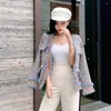 Kvinnors jackor högkvalitativa designer kvinnor tweed v hals 2022 vår höst kvinnors långa ärm pärlknapp smala rockar