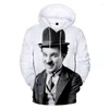 Moletons masculinos Charlie Chaplin 3D Capuz de moletons de capuz masculino Mulheres Moda Pullover casual Harajuku Streetwea Men-Pullovers