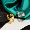 Кластерные кольца сплошной 925 серебряная свадьба для женщин, игривая Изумрудная Высокая углеродная вечеринка