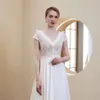 فستان زفاف جديد V- رقص قصير الأكمام صغيرة من الدانتيل الخفيف LD8027