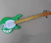 Green 4 Strings Bass Guitar Electric com branca Pickguard Yellow Farthbond