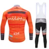 2024 Pro Mens Waves Orange Winter Cycling Jersey Set Long Sleeve Mountain Bike Cycling Clothing Breathable MTB Bicycle Clothes Wear Suit B35