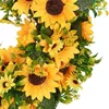 Decorative Flowers Artificial Sunflower Summer Wreath 16 Inch Fake Flower With Yellow And Green Leaves For Front Door