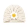 OC D005# Children's Hats Floral Decoration Color Knitted Wool Hat Thick Down to Keep Warm in Winter Wholesale