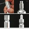 Opslagflessen 5 ml 30 ml 100 ml Silver Glass Essentiële olie -druppelaar Bottel Cosmetische verpakking Serumlotionpomp Spray Atomizer Vlailer 15 stks