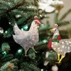 Décorations de Noël Écharpe Poulet 4pcs Pendentif Suspendu Arbre En Bois Ornement Drôle Y2209