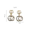 8 stile semplice oro 18 carati placcato argento 925 designer di marchi di lusso lettere stud geometrico donne famose tondo cristallo strass orecchino di perle festa di nozze gioielli