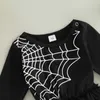 Rompers Baby Girls Mesh Romper Dress Sweet Casual Halloween Spider Web Tryckt långa ärmar Nyfödda jumpsuits söta babykläder J220922