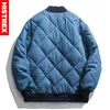 Mens Down Parkas HISTREX Parka Japonés Harajuku Hip Hop Streetwear Suelto Lattice Algodón Invierno Espesar Campus Hipster Abrigo de gran tamaño 220923