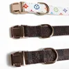 Top Classic Print Designer Pet Leashes Indoor Outdoor Durable PU Collar Leash Set 3 Colors Dog Collars
