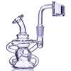 Mini plataformas de petróleo Lokahs Shisha Recycler Dab Bong Tubos de água de água de vidro de vidro Base de copo de copo com banger de 10 mm