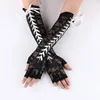 Party Supplies 1Pair Women Gothic Long Glove Finger Less Black Punk Hip Jazz Disco Mittens Clubwear Dance Cosplay kostuums