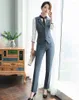 Women's Two Piece Pants Formal Women Business Suits Pant And Top Sets Ladies Grey Waistcoat & Vest Work Office Uniform Designs Styles